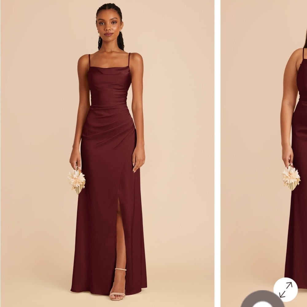 Bridesmaid Birdy Grey Lydia Cabernet Matte Satin Dress (hemmed) - Picture 6 of 12